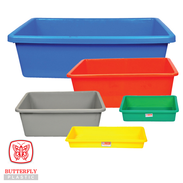 Rectangular plastic basins in various sizes