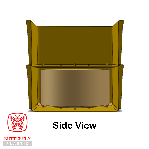 5156 Cake Tray — Square/rectangular tub with straight walls, rounded corners, and a wide flat rim.