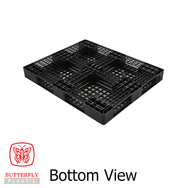 5018 Export-Grade Plastic Pallet — Rectangular pallet with a gridded.