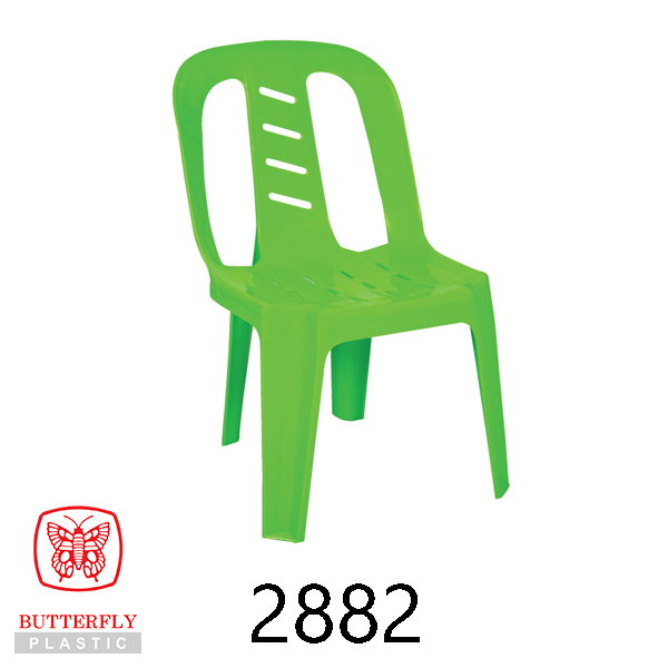 2882 Plastic Children Side Chair — Chair with a vertical slat backrest, a molded carry-handle cutout at the top.