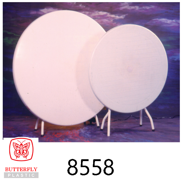 Plastic 4' Round Table with Steel Leg
