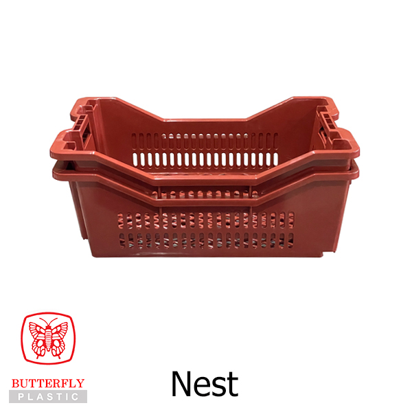 5562 Stackable & Nestable Crate — Rectangular basket with perforated (vertical slot) side walls.