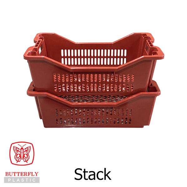 5562 Stackable & Nestable Crate — Rectangular basket with perforated (vertical slot) side walls.